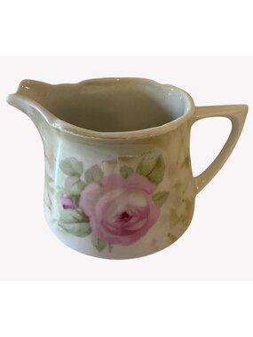 Vintage German Leuchtenberg Porcelain Hand Painted Floral Milk Pitcher Creamer